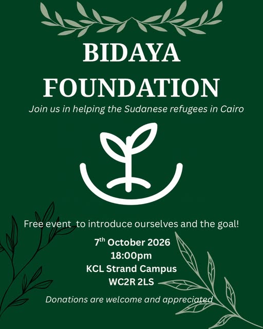 Event flyer: a Bidaya Foundation introduction evening at KCL Strand Campus, London.